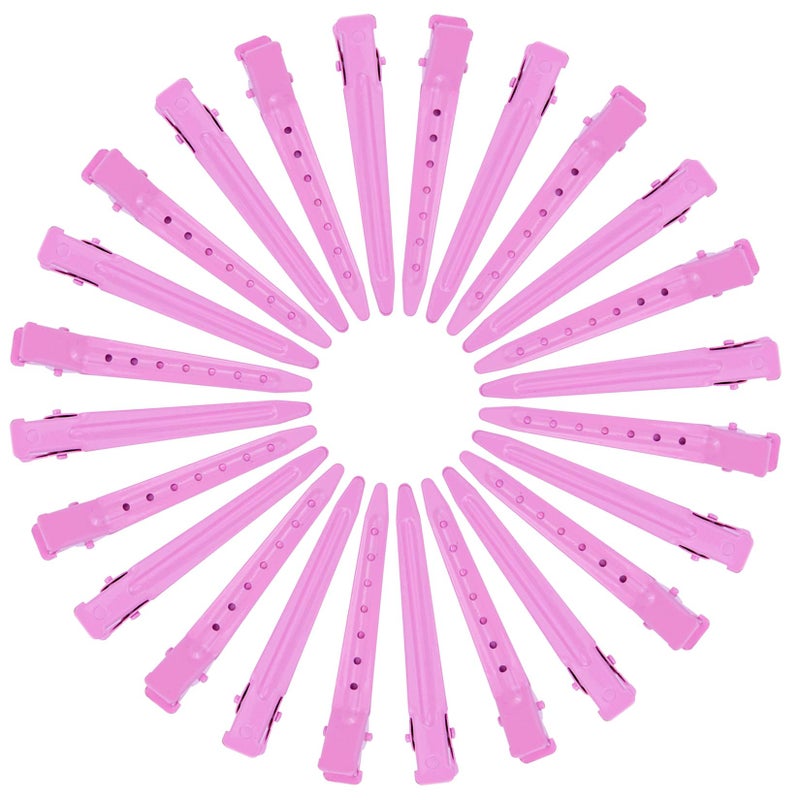Bantoye 24 Packs Duck Bill Clips, Bantoye 2.75 Inches Rustproof Metal Alligator Curl Clips with Holes for Hair Styling, Hair Coloring, Pink - Image 3