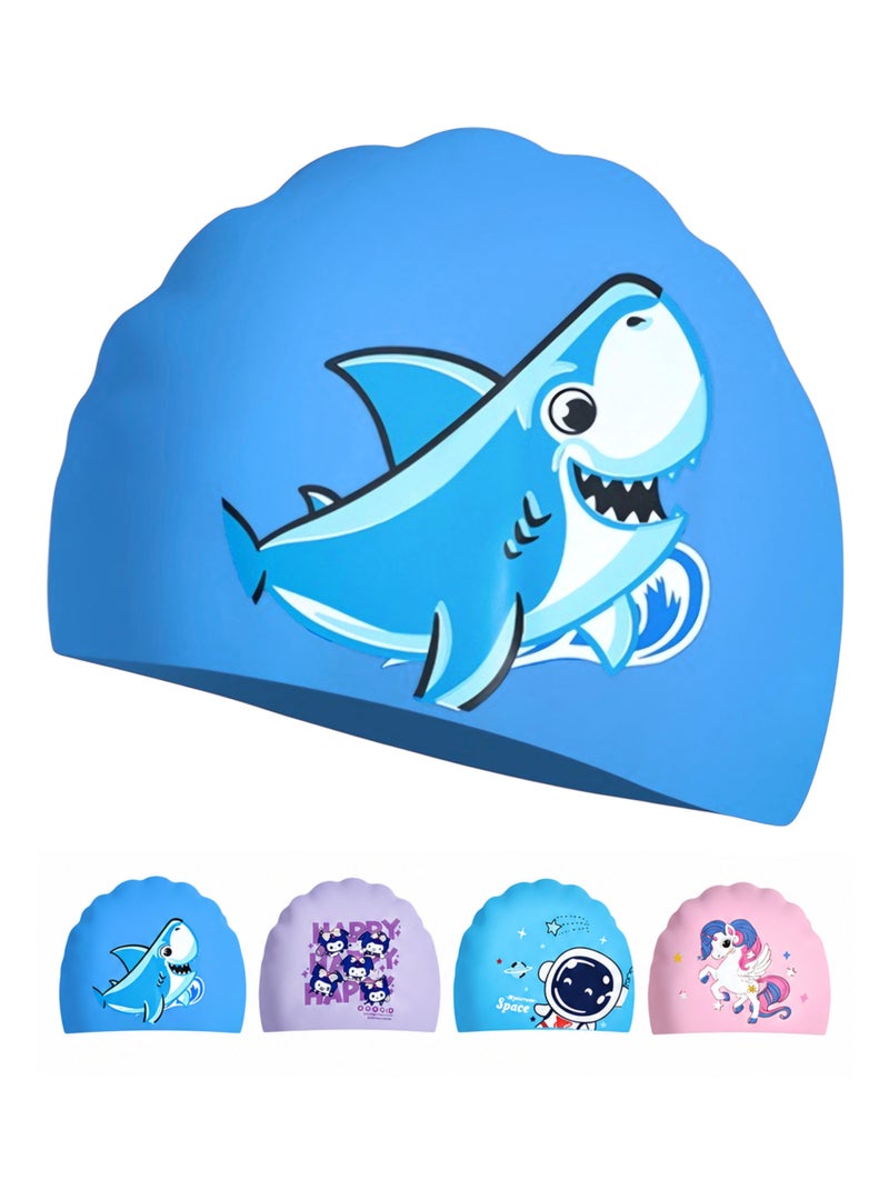 HASTE Kids Swim Cap - Silicone Waterproof Ear Protection - Shark - Image 1