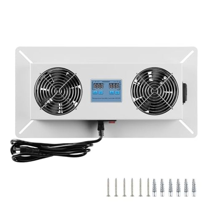 Pewoaoa 240 CFM Crawlspace Vent Fan, With Thermostat,Humidistat, For Moisture Reduction, Radon Mitigation, Freeze Protection, Ideal for Basement, Attic, Crawl Space Fan Vent(Air Out) 3-year warranty - Image 1