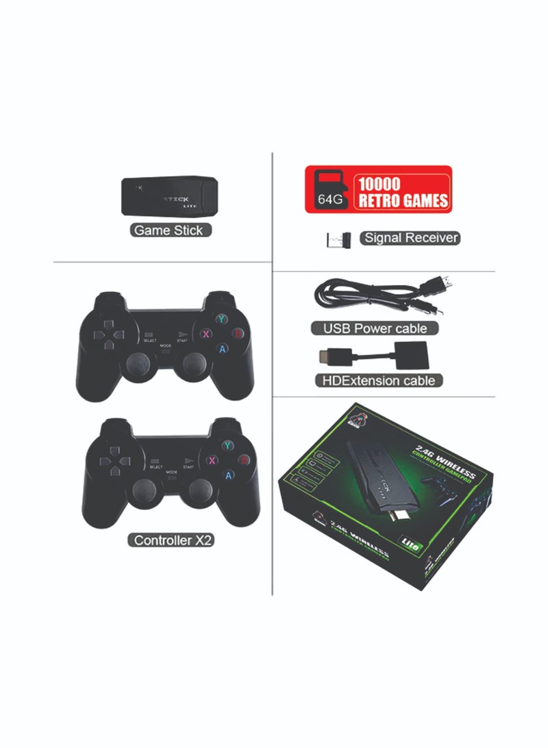 جهاز ألعاب تلفزيوني Y3 Lite عالي الوضوح مع بطاقة 64 جيجابايت، 10000 لعبة، بما في ذلك تيكين 3 وسوبر ماريو، مع جهازي تحكم مع عصا تحكم واحدة، وكابل تمديد عالي الوضوح، جهاز ألعاب للأطفال، جهاز ألعاب HDMI كلاسيكي، ألعاب كلاسيكية ورومانسية، ألعاب كلاسيكية، جهاز ألعاب تلفزيوني بسعر معقول، جاهز للتوصيل والتشغيل، أفضل جهاز ألعاب، أجهزة تحكم لاسلكية، هدية لجميع الأعمار - Image 1