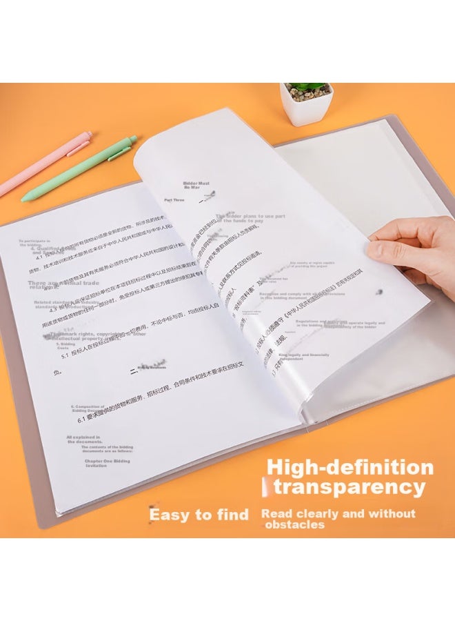 Simaa A4/60-page Transparent Doent Folder, Loose-leaf File Folder, Doent And Exam Paper Storage Bag/book, Office Supplies, Single Transparent Green 6056 - Image 2