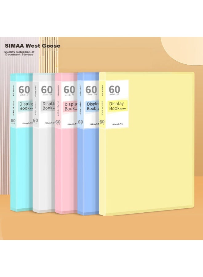 Simaa A4/60-page Transparent Doent Folder, Loose-leaf File Folder, Doent And Exam Paper Storage Bag/book, Office Supplies, Single Transparent Green 6056 - Image 1