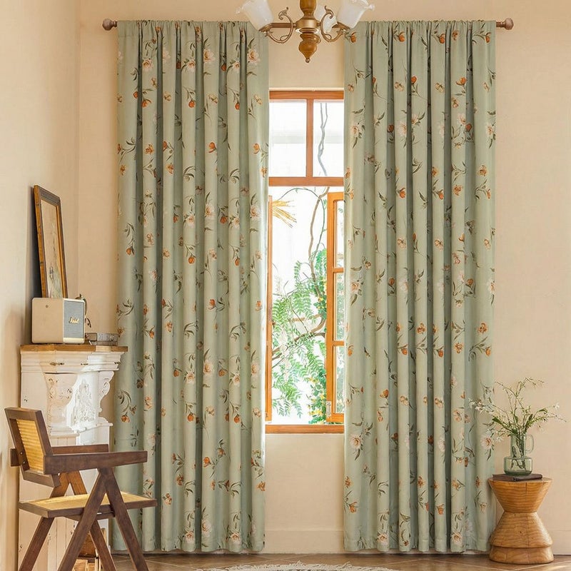 COSENNATUR Garden Rose Print Blackout Curtain 39 Inches Widex X 20 Inches Long Fade Resistant Washable - Image 1