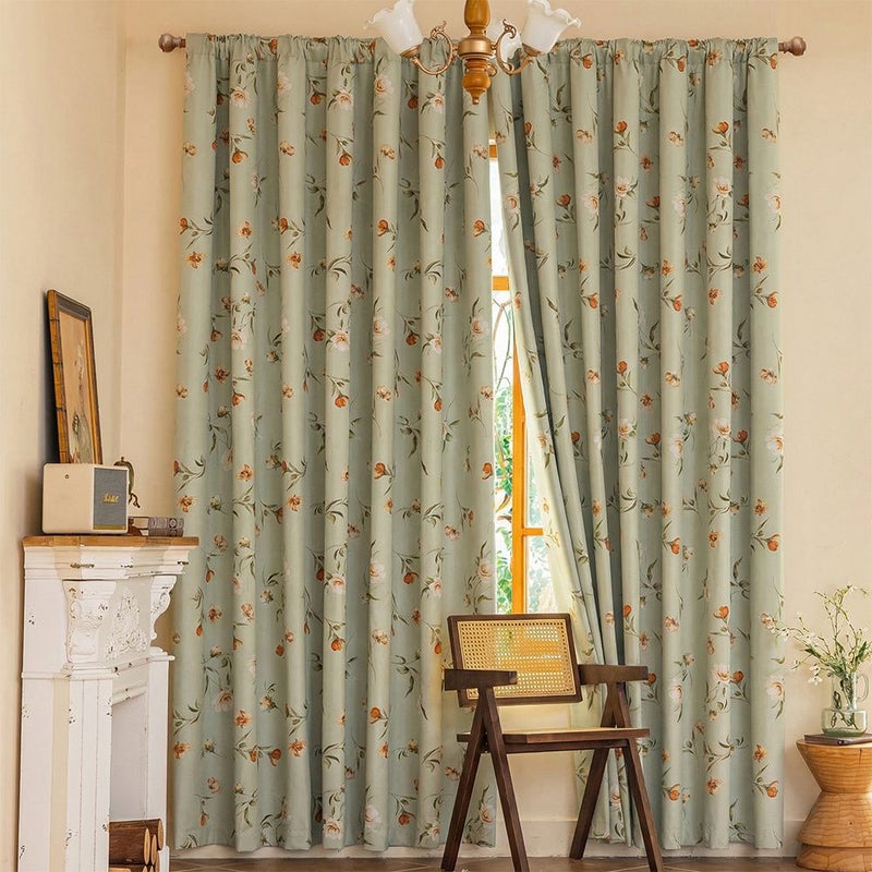 COSENNATUR Garden Rose Print Blackout Curtain 39 Inches Widex X 20 Inches Long Fade Resistant Washable - Image 2