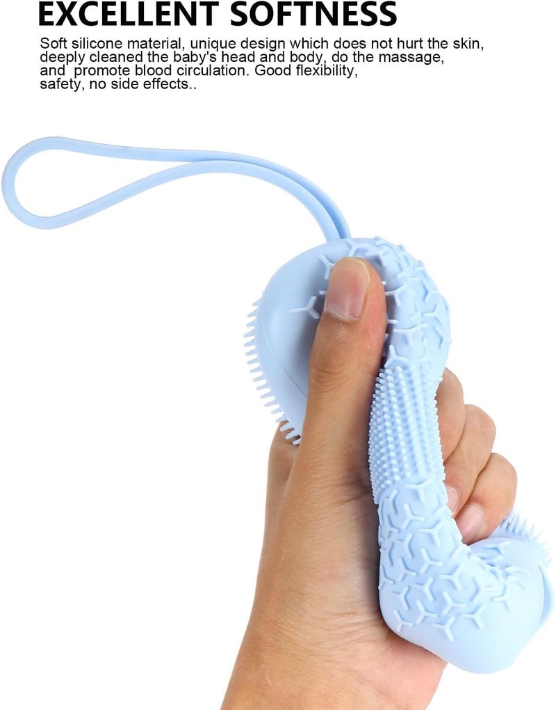 Uonlytech Silicone Shower Brush 2pcs Dual-Sided Bath Massaging Brush Body Cleaning Scrubber Gloves Blue for Shower and Bath Spa Care - Image 3