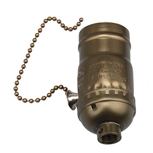 RDEXP Vintage Lamp Socket with Pull Chain AC 110-240V E27 Light Bulb Edison Pendant Holder Switch (Antique Bronze) - Image 3