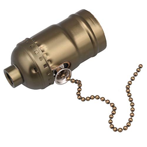 RDEXP Vintage Lamp Socket with Pull Chain AC 110-240V E27 Light Bulb Edison Pendant Holder Switch (Antique Bronze) - Image 5
