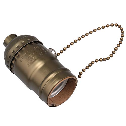 RDEXP Vintage Lamp Socket with Pull Chain AC 110-240V E27 Light Bulb Edison Pendant Holder Switch (Antique Bronze) - Image 2