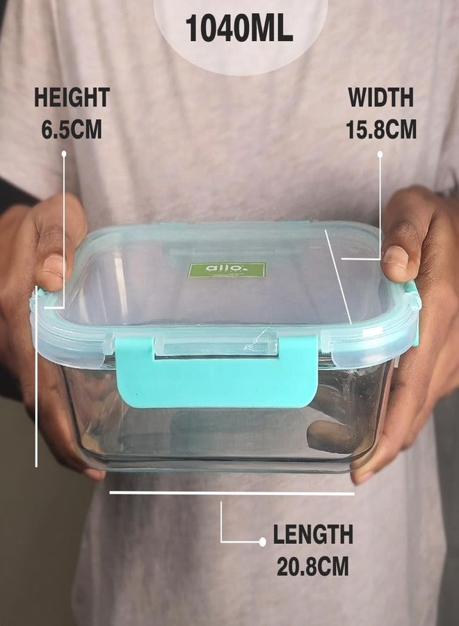 Allo FoodSafe Glass Containers with Lids with Break Free Lock, Oven Microwave Safe Containers, High Borosilicate Meal Prep Glass Food Storage Containers for Kitchen, 1040ml, Rectangle - Image 5
