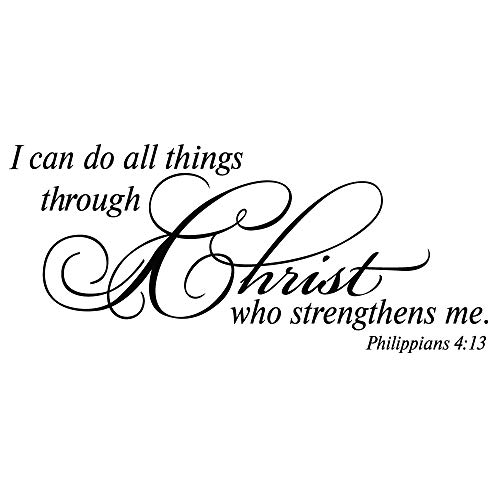 MOVANKRO I can do All Things Through Christ who Strengthens me Philippians 4:13 Wall Decal Vinyl Christian Quotes Bible Scripture Inspirational Words Wall Stickers Religious Home Décor - Image 1