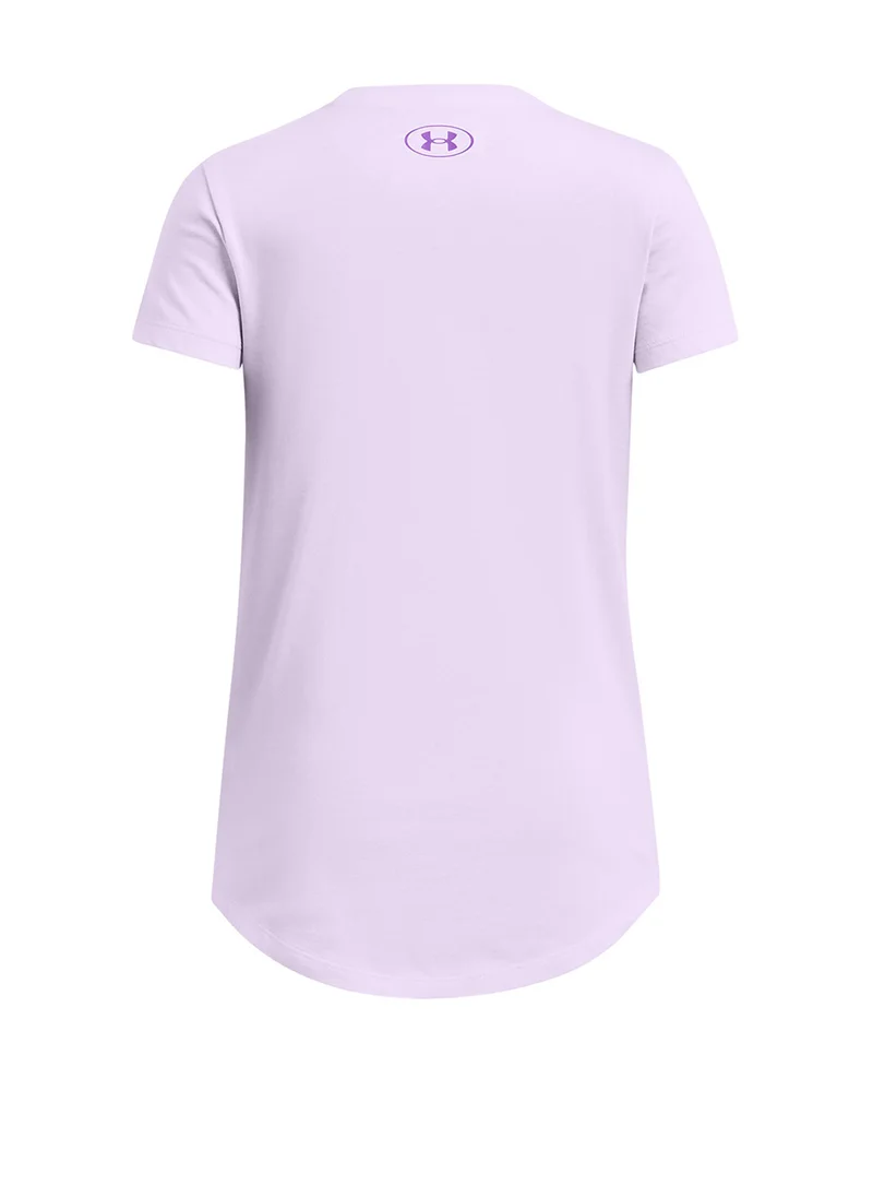 اندر ارمور Girls' Sportstyle Logo Short Sleeve T-shirt