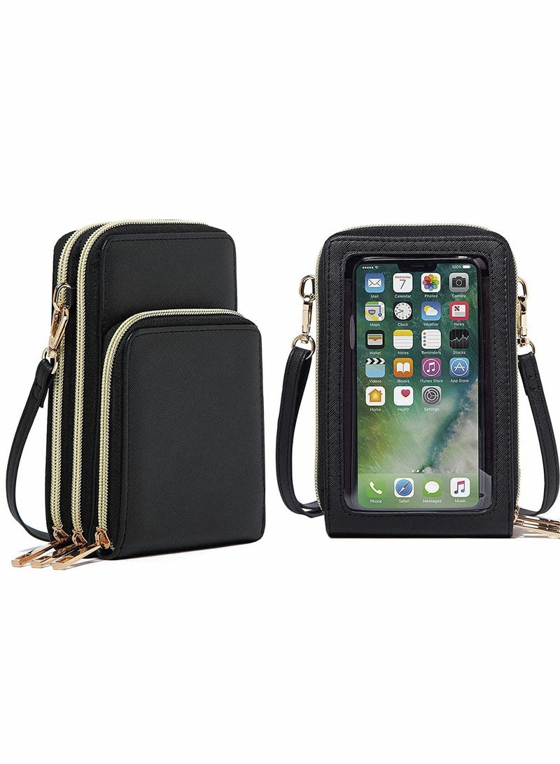 Y&D Lightweight Leather Phone Purse Small Crossbody Bag Mini Cell Touchscreen Pouch Shoulder with Credit Card Slots and Adjustable Straps for Travel Shopping Gift Women - Image 1