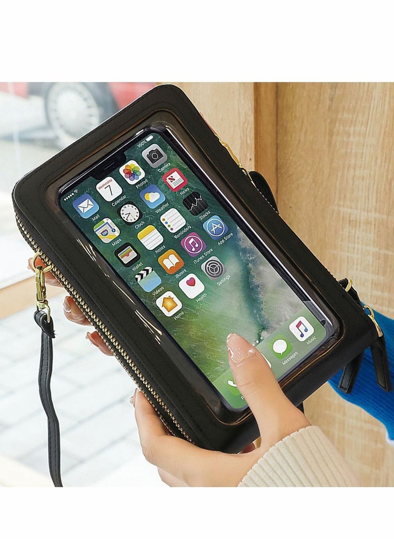 Y&D Lightweight Leather Phone Purse Small Crossbody Bag Mini Cell Touchscreen Pouch Shoulder with Credit Card Slots and Adjustable Straps for Travel Shopping Gift Women - Image 2