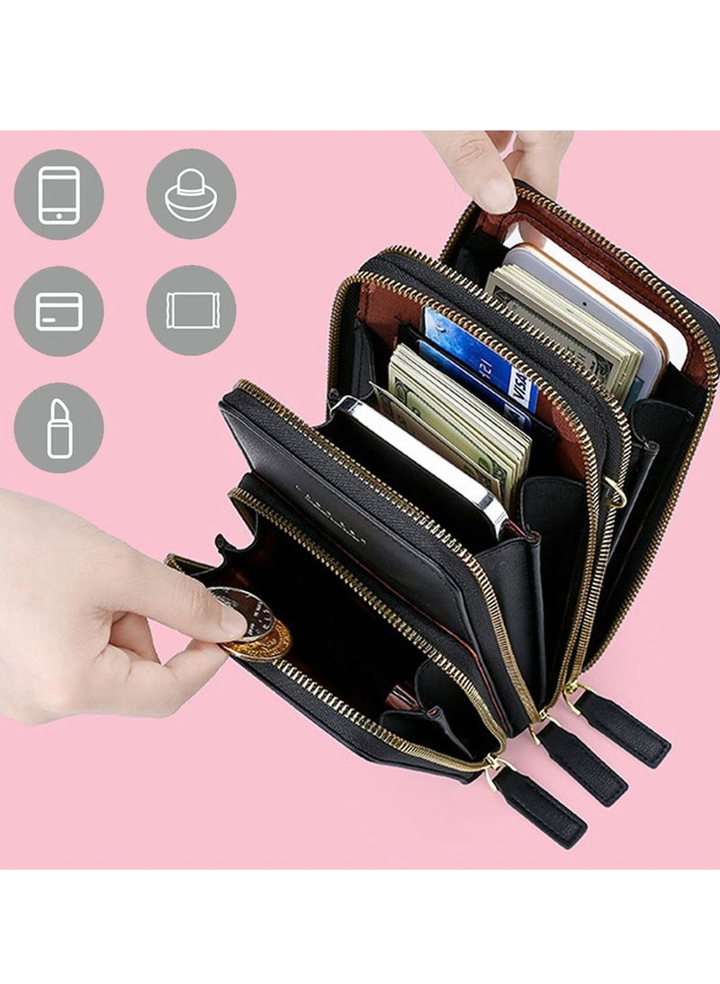 Y&D Lightweight Leather Phone Purse Small Crossbody Bag Mini Cell Touchscreen Pouch Shoulder with Credit Card Slots and Adjustable Straps for Travel Shopping Gift Women - Image 3