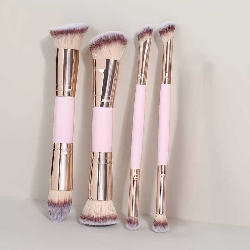 مجموعة فرش مكياج سوداء مزدوجة الأطراف بشعيرات ناعمة لتوزيع متساوٍ - Image 1