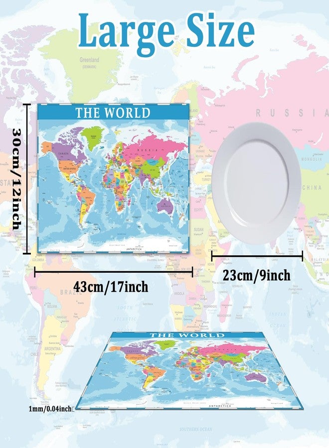 OBUSATT Educational Placemats for Kids Set of 8 World Map Placemat Non Slip Washable Eat Table Mat USA, Europe, Asia, Africa, South America, Central America, Canada Maps for Primary School Dining Table - Image 2