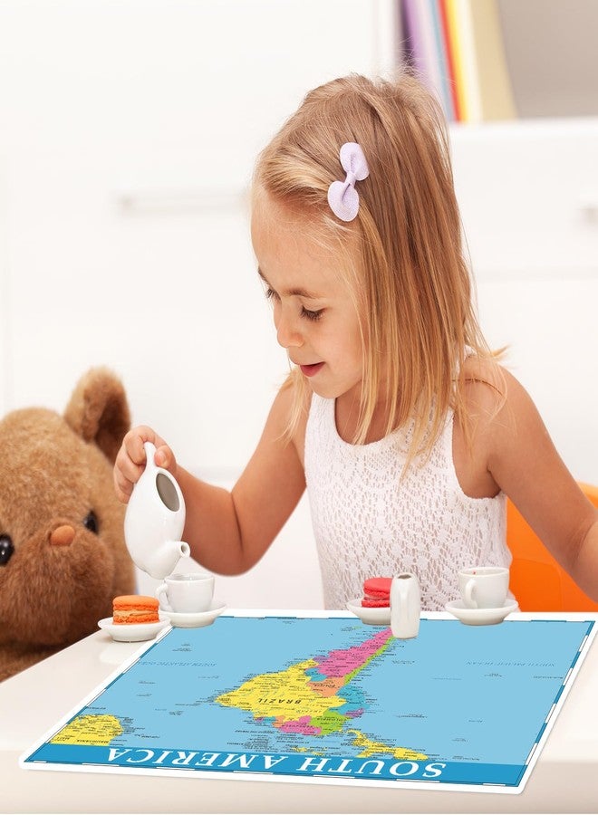 OBUSATT Educational Placemats for Kids Set of 8 World Map Placemat Non Slip Washable Eat Table Mat USA, Europe, Asia, Africa, South America, Central America, Canada Maps for Primary School Dining Table - Image 4