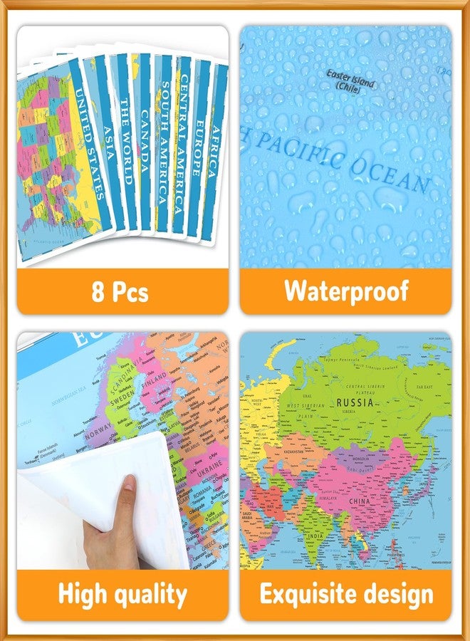 OBUSATT Educational Placemats for Kids Set of 8 World Map Placemat Non Slip Washable Eat Table Mat USA, Europe, Asia, Africa, South America, Central America, Canada Maps for Primary School Dining Table - Image 5