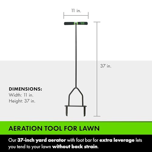 Yard Butler Manual Lawn Coring Aerator, ID-6C - Lawn Care Tool for Aerating - Long-Handled - Power-Coated Steel Construction - Comfortable Cushioned Handles Garden Tool - Easy to Use - Image 3