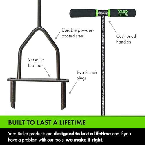 Yard Butler Manual Lawn Coring Aerator, ID-6C - Lawn Care Tool for Aerating - Long-Handled - Power-Coated Steel Construction - Comfortable Cushioned Handles Garden Tool - Easy to Use - Image 2