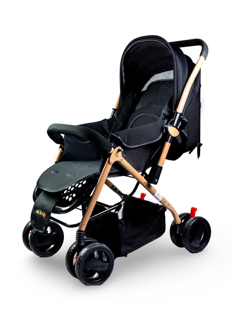 molody Lightweight Foldable Baby Stroller with Adjustable Reclining Seat and Canopy – 2-in-1 Compact Travel System for Newborns and Toddlers (0-3 Years), All-Terrain with Large Storage Basket and Safety Harness  - Image 3