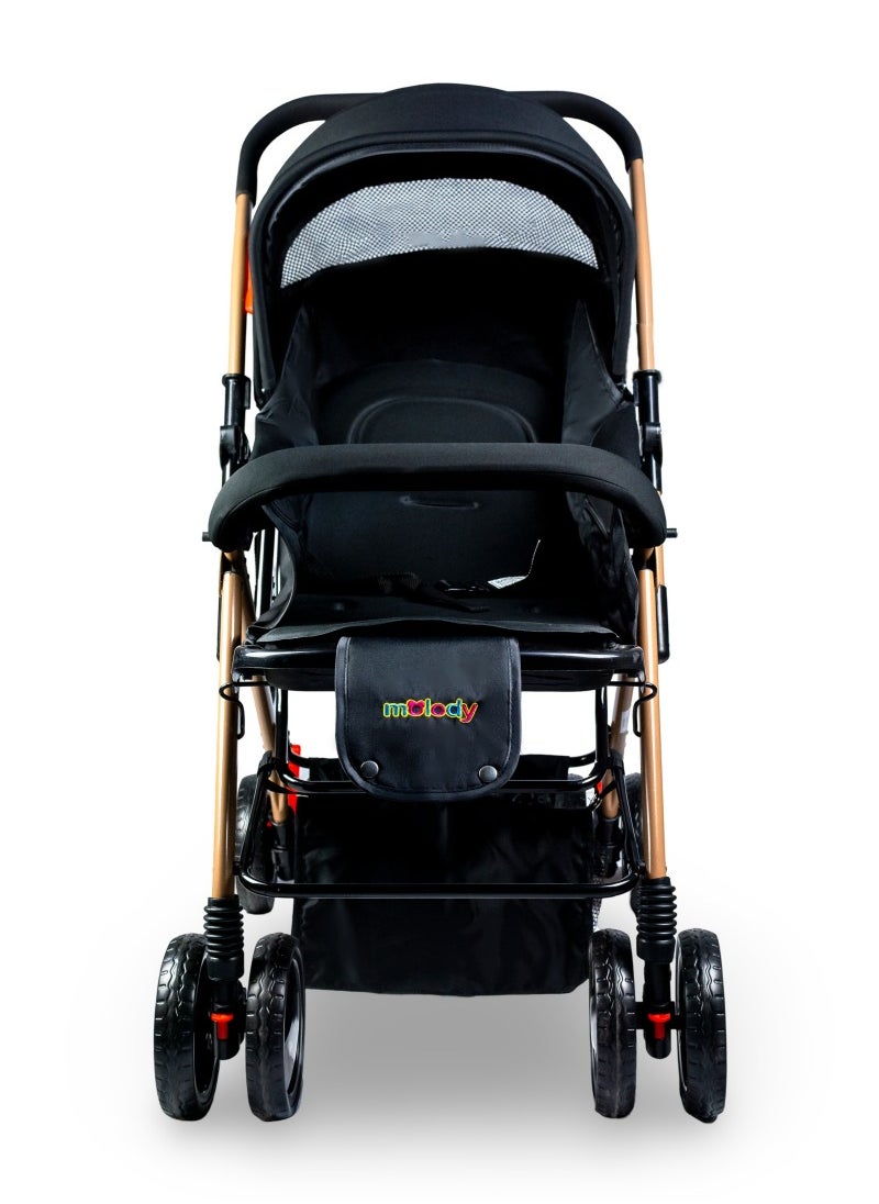 molody Lightweight Foldable Baby Stroller with Adjustable Reclining Seat and Canopy – 2-in-1 Compact Travel System for Newborns and Toddlers (0-3 Years), All-Terrain with Large Storage Basket and Safety Harness  - Image 4