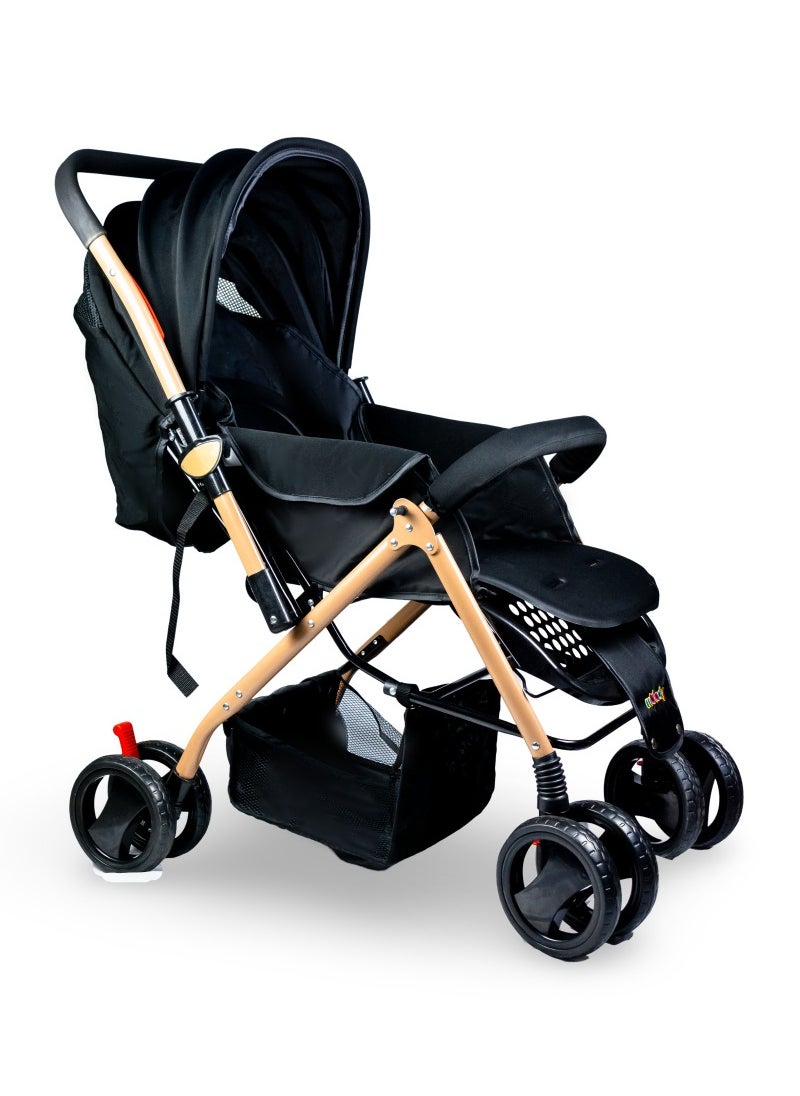 molody Lightweight Foldable Baby Stroller with Adjustable Reclining Seat and Canopy – 2-in-1 Compact Travel System for Newborns and Toddlers (0-3 Years), All-Terrain with Large Storage Basket and Safety Harness  - Image 5