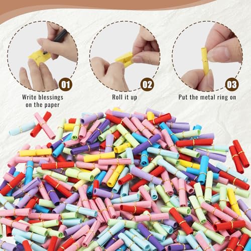 fuceury 300 Pieces Colorful Scroll Paper Mini Message In a Bottle Message Scrolls Mini Lucky Wishing Paper Rolls for Birthday, Anniversary, Valentine - Image 3