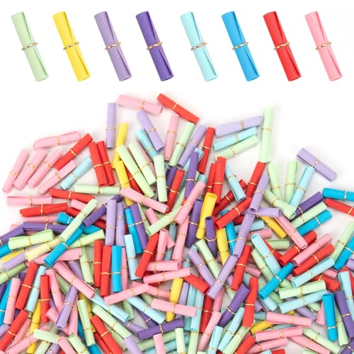 fuceury 300 Pieces Colorful Scroll Paper Mini Message In a Bottle Message Scrolls Mini Lucky Wishing Paper Rolls for Birthday, Anniversary, Valentine - Image 1
