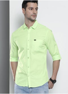 The Indian Garage Co Men Slim Fit Solid Full Sleeves Spread Collar Casual Shirt  - Image 3