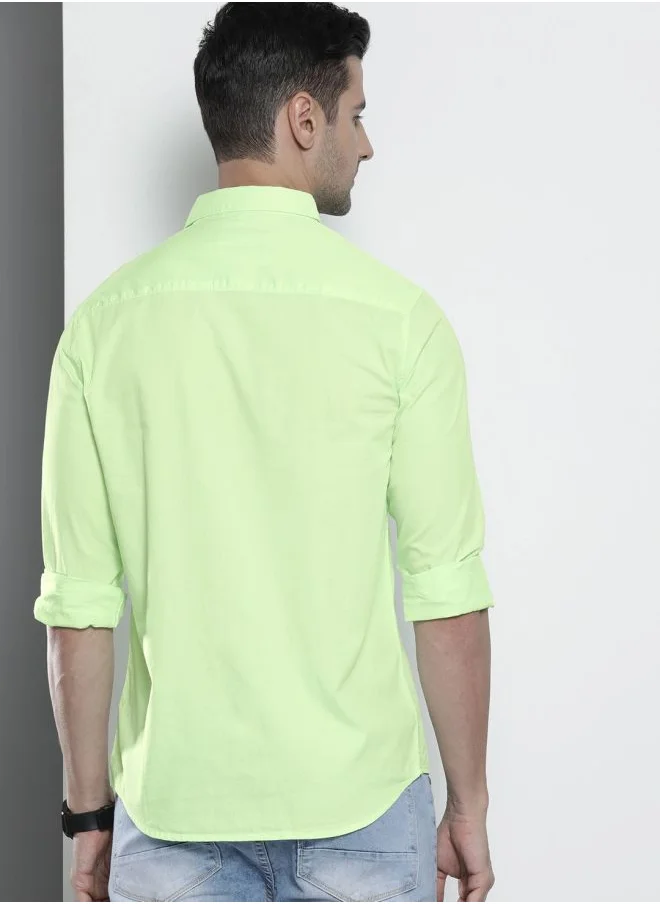 The Indian Garage Co Men Slim Fit Solid Full Sleeves Spread Collar Casual Shirt