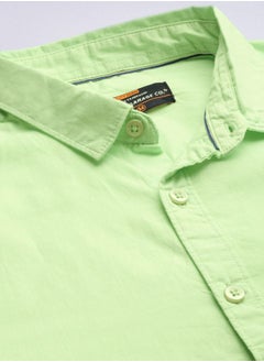 The Indian Garage Co Men Slim Fit Solid Full Sleeves Spread Collar Casual Shirt  - Image 4
