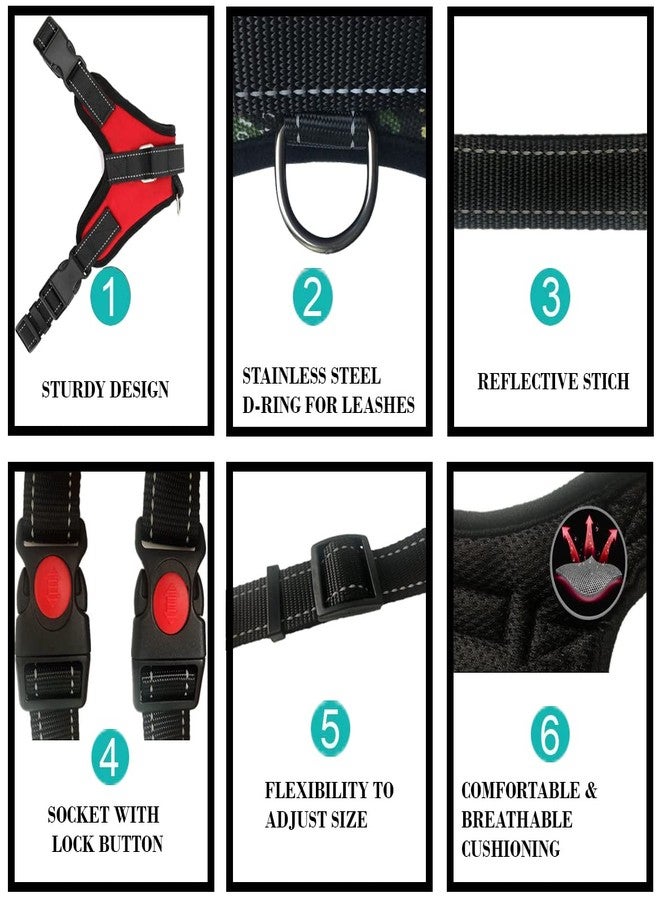 Sakuun No-Pull Dog Harness for Large Dogs (Chest 24"-32") - Red: Reflective, Adjustable, Anti-Choke, Breathable Vest with Handle and Leash Clip - Image 2