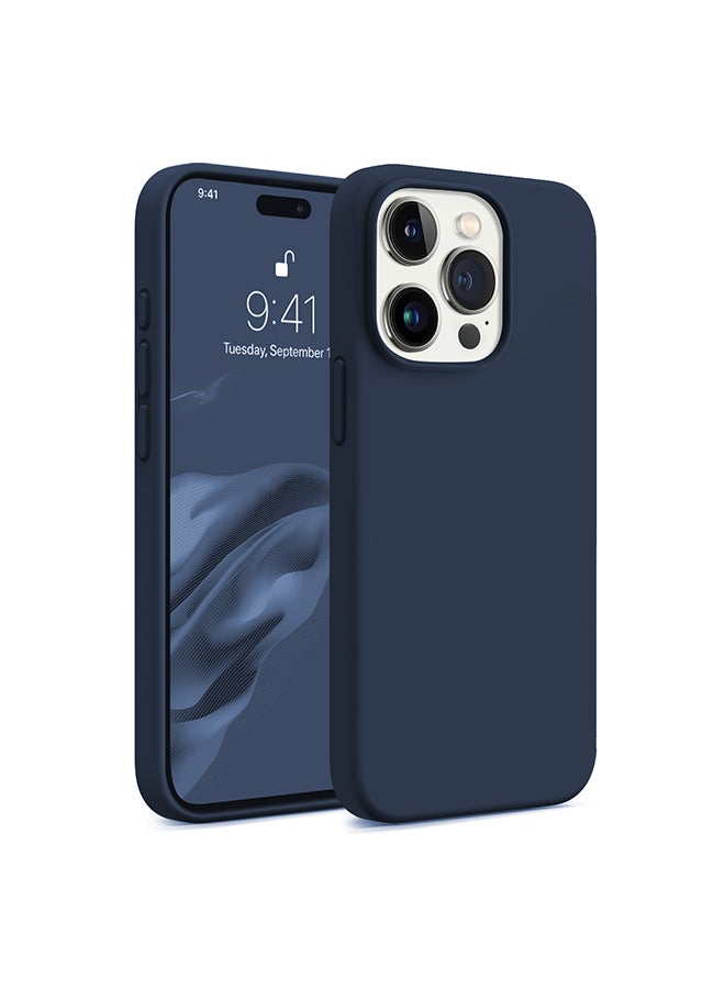 O Ozone Silicone Case for iPhone 15 Pro Case, Liquid Silicone Cover With Soft Microfiber Lining [Full Covered Camera] Shockproof Phone Case Cover - Dark Blue - Image 1