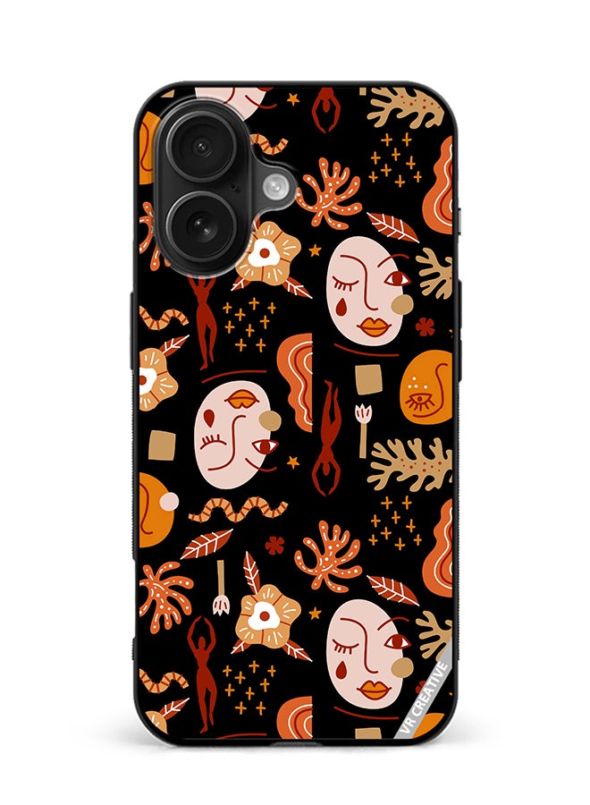 Protective Case Cover For Apple iPhone 16 Silhouettes Of People Design Multicolour