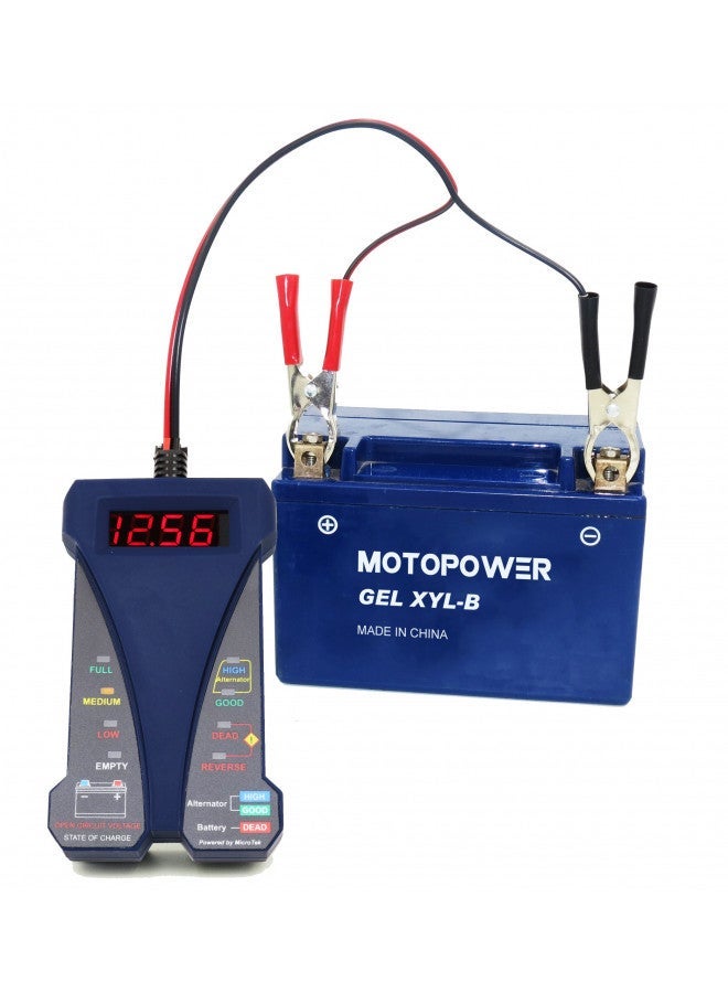 MOTOPOWER MP0514B 12V Digital Battery Tester Voltmeter and Charging System Analyzer with LCD Display and LED Indication - Blue Rubber Paint - Image 2