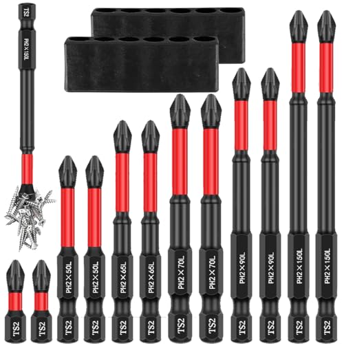Serplex® Set of 12 TS2 Screwdriver Bit Heavy Duty S2 Alloy Steel Hex Shank TS2 Screwdriver Bits with 6 Length Bit for Impact Driver Electric,with Holder - Image 1
