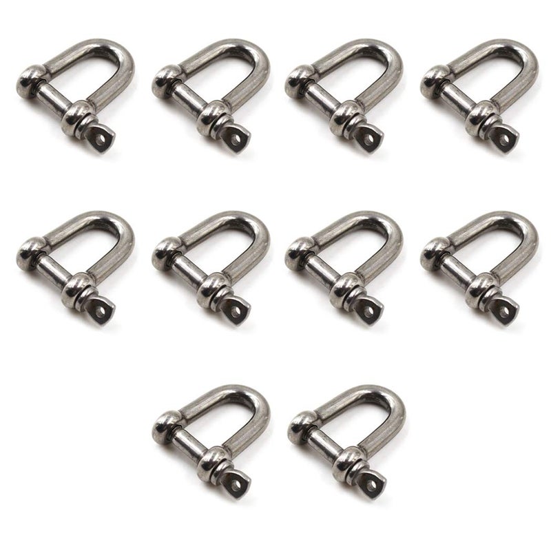 Generic Flomore M6 D Ring Shackle Boat Anchor Shackle 304 Stainless Steel Chain Shackle Screw Pin D Shackle Pack of 10  - Image 1