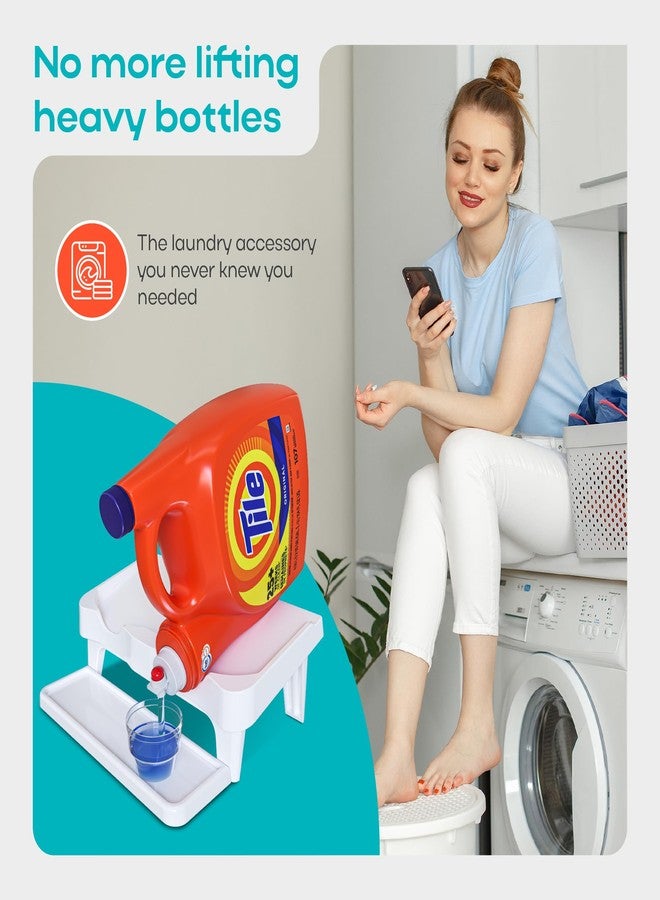Skywin TidyFriend Detergent Holder Shelf for Laundry Room - Holds 2 Liquid Soap Dispenser, Laundry Soap Station Organizer, Detergent Stand with Drip Catcher Drip Tray Storage Organization (White) - Image 5