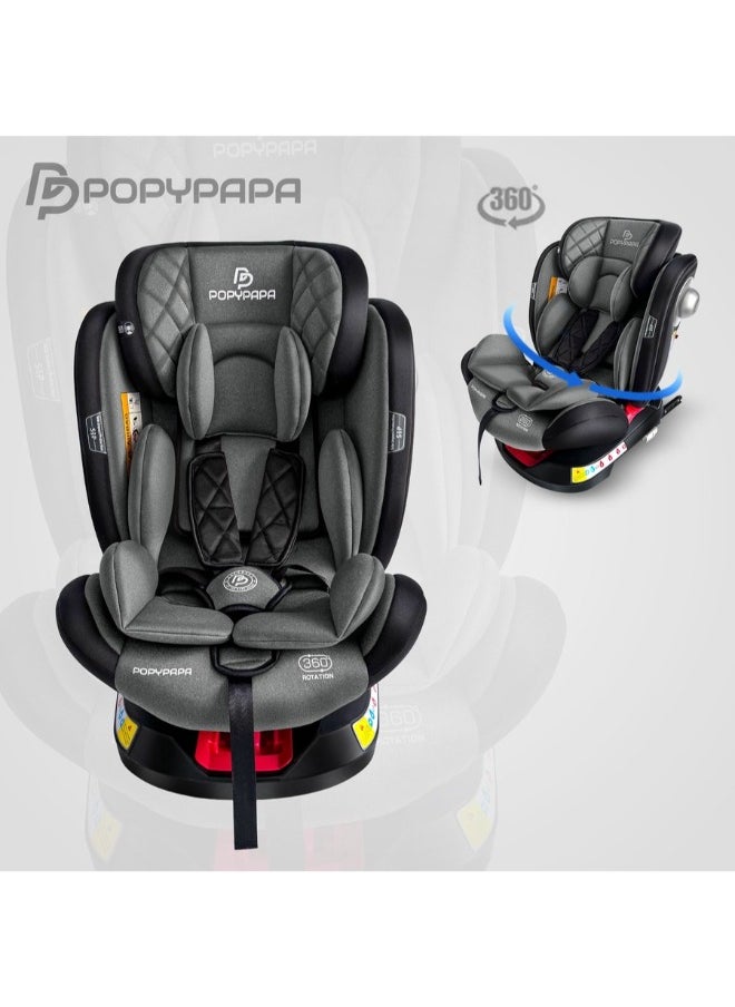 بوبي بابا كارسيت Popypapa ثلاث مراحل يتحمل من 0 الي 36 كيلو وبه خاصة ISO FIX وبه دوران 360 درجه (code CB-836) رمادي 