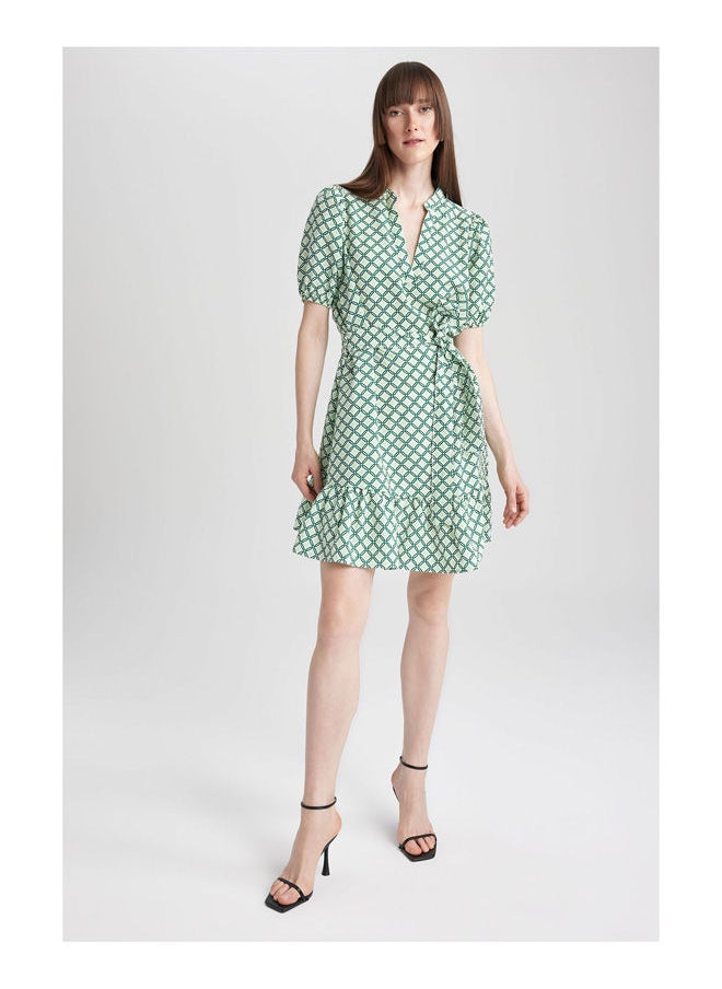 DeFacto - Woman Shirt Neck Short Sleeve Woven Dress - Image 1