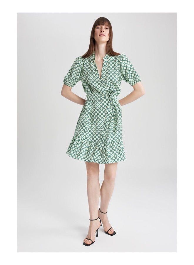 DeFacto - Woman Shirt Neck Short Sleeve Woven Dress - Image 1