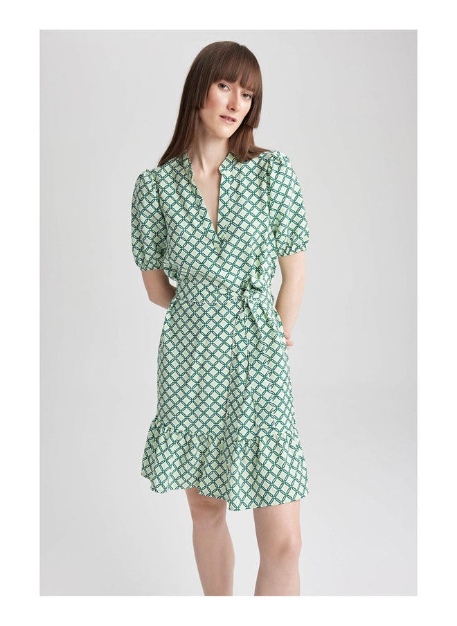 DeFacto - Woman Shirt Neck Short Sleeve Woven Dress - Image 1