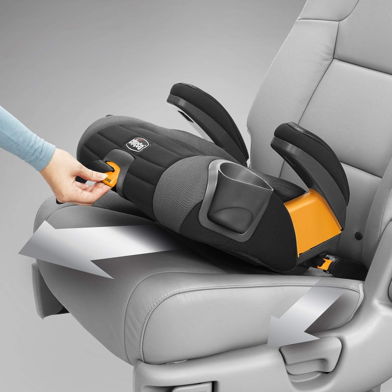 Chicco مقعد سيارة Chicco GoFit Plus بدون ظهر مع تثبيت Latch وإزالة سريعة للتثبيت، مقعد معزز للسفر للسيارة، مقعد معزز محمول للأطفال من 40-110 رطل. | ستريم/أزرق - Image 2
