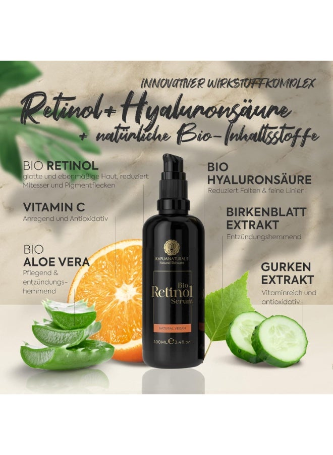 ORGANIC Retinol Serum for Face • 100 ml • 100% Natural • MADE IN GERMANY • Premium Retinol in a unique Formulation • +Hyaluronic Acid +Vitamin C • Retinol Serum for pure and luminous skin - Image 4