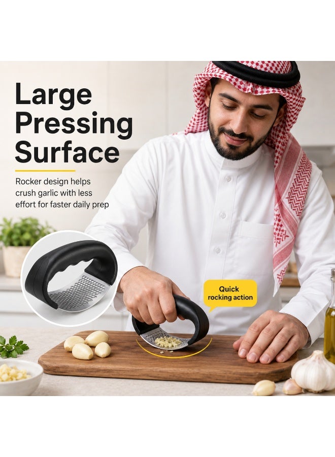 Stainless Steel Garlic Press Rocker With Non Slip Handle 10.8 cm - Image 2