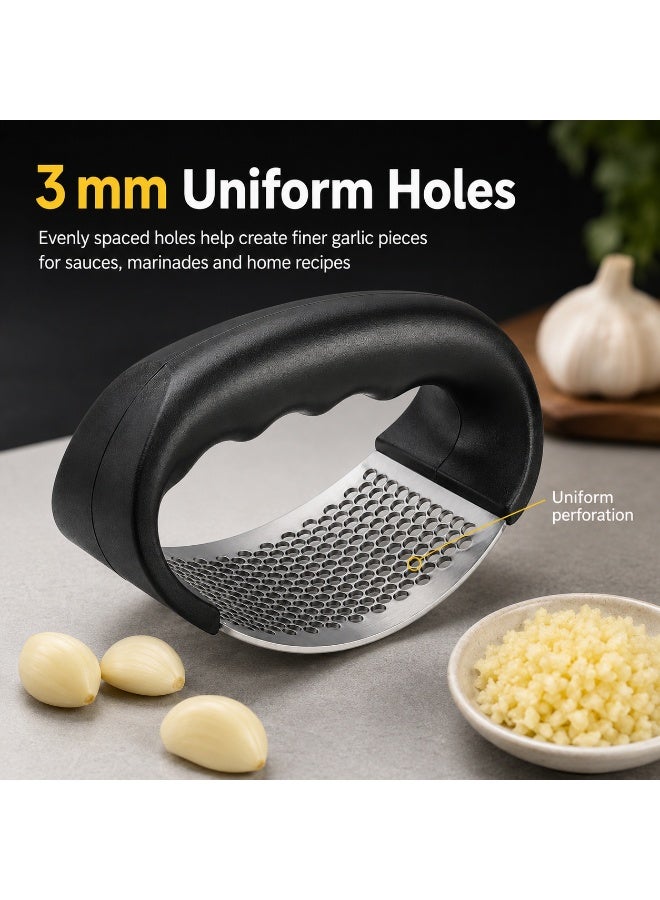 Stainless Steel Garlic Press Rocker With Non Slip Handle 10.8 cm - Image 3