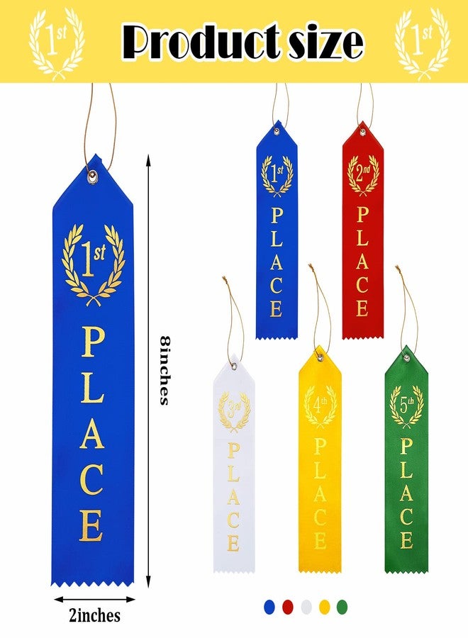 Kenning 75 Pieces Track Award Ribbons 1st, 2nd, 3rd, 4th, 5th Trophy Place Flat Carded Set Prize Contest Award Ribbons with Event Card and Rope for Competition Event Contests Activities - Image 2