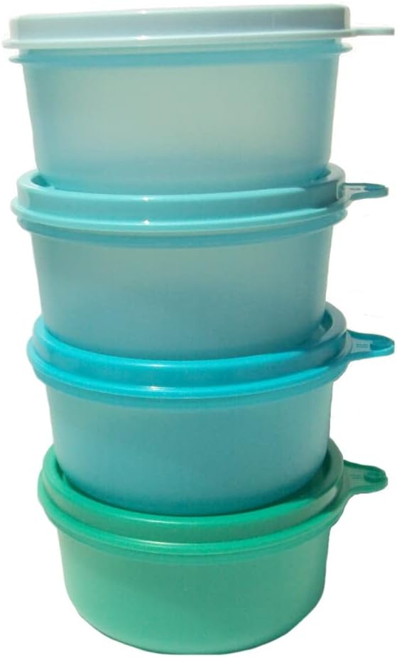 Tupperware 7 Ounce Snack Serving Bowls Set of 4 Shades of Blue and Teal - Image 1