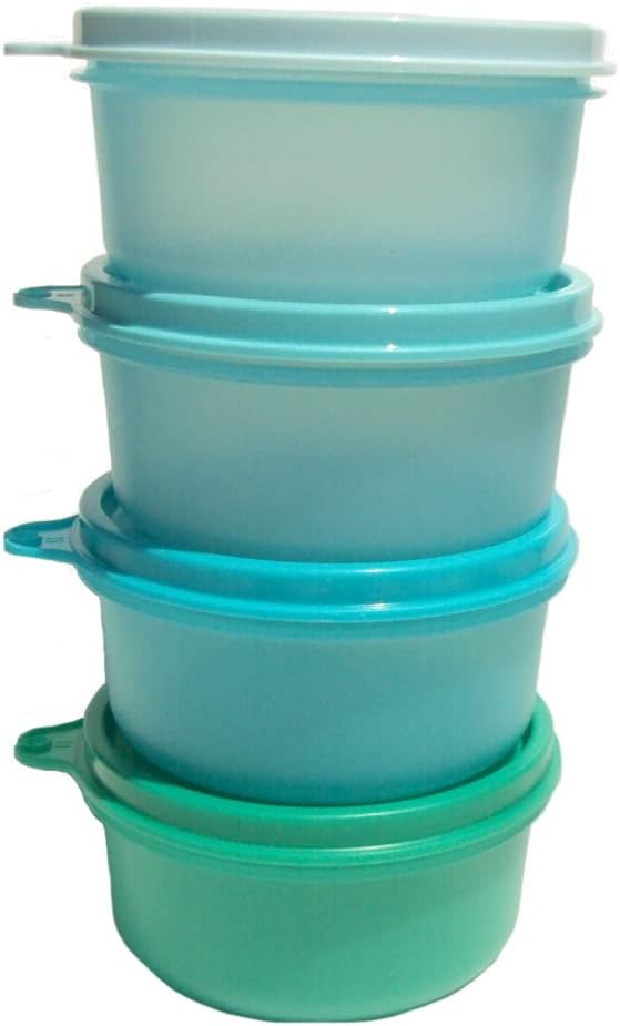 Tupperware 7 Ounce Snack Serving Bowls Set of 4 Shades of Blue and Teal - Image 3